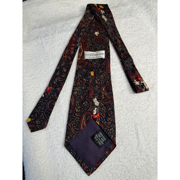 Vintage Hand Made Mickey Mouse 100% Silk Paisley Tie by The Disney Store - Picture 4 of 8